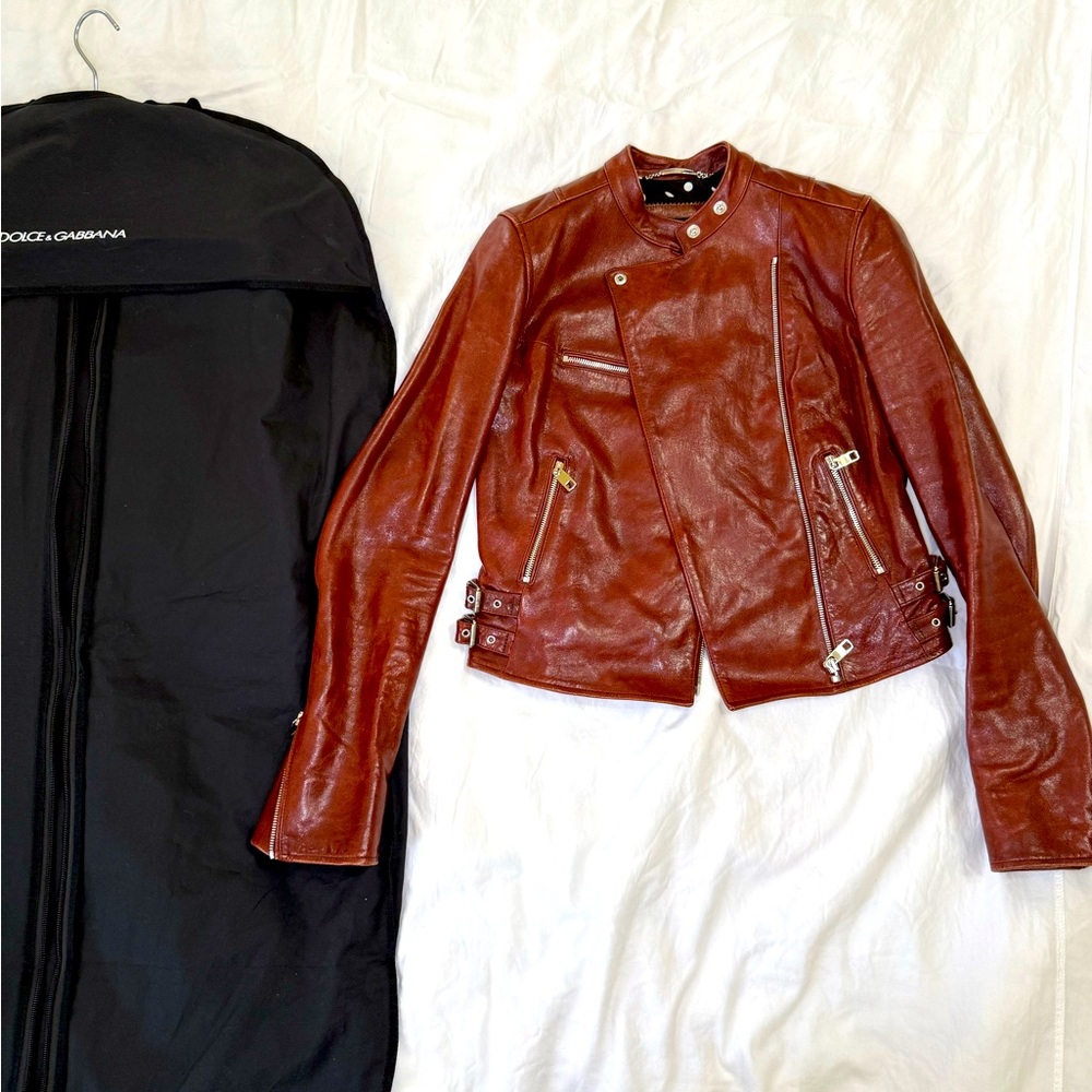 Dolce & Gabbana Red Leather Jacket